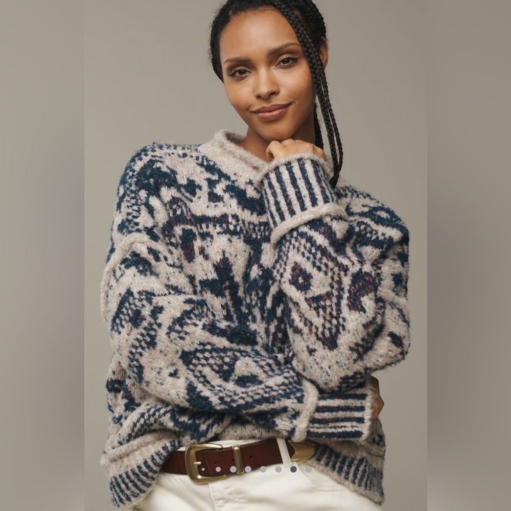 NWT Anthropologie Pilcro Fair isle Roll-Neck Sweater SOLD OUT! Chunky knit - Picture 10 of 13